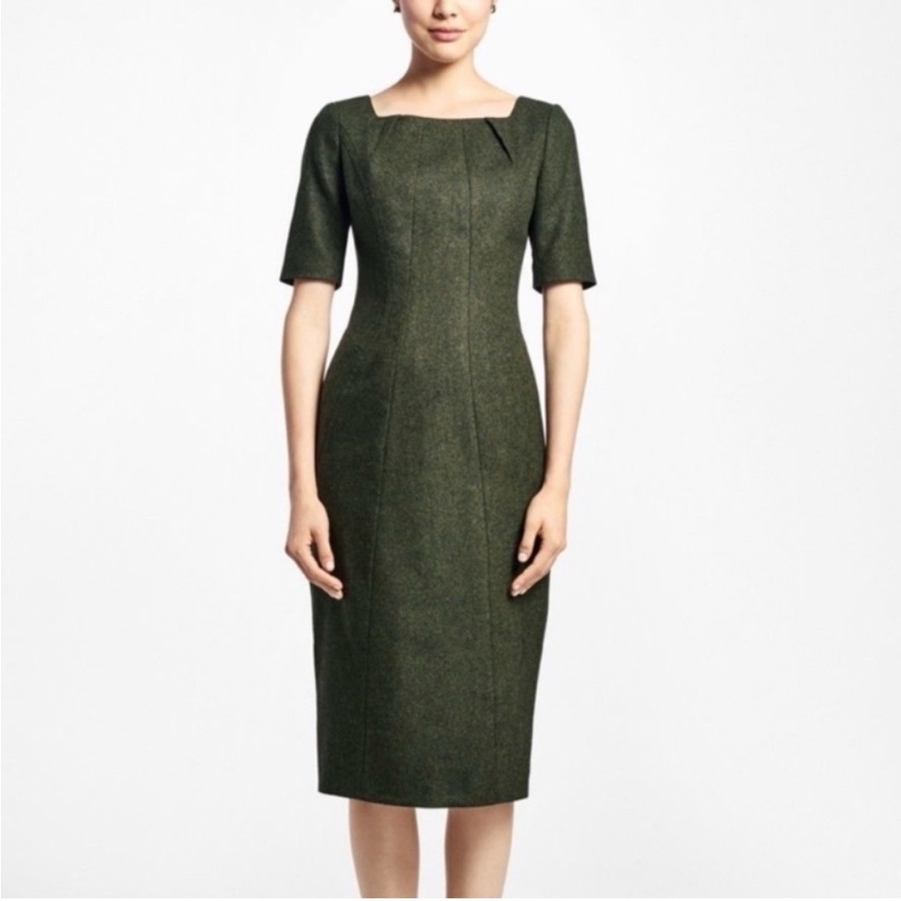 Brooks Brothers Hunter Green Wool Zac Posen designed sheath Dress - Picture 2 of 5